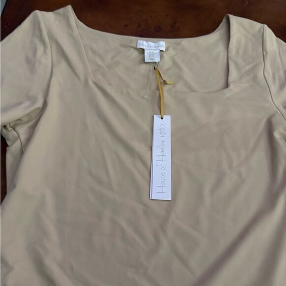 House of Harlow 1960 Cream Fitted Short Sleeve Bodysuit NWT XL - Picture 4 of 6